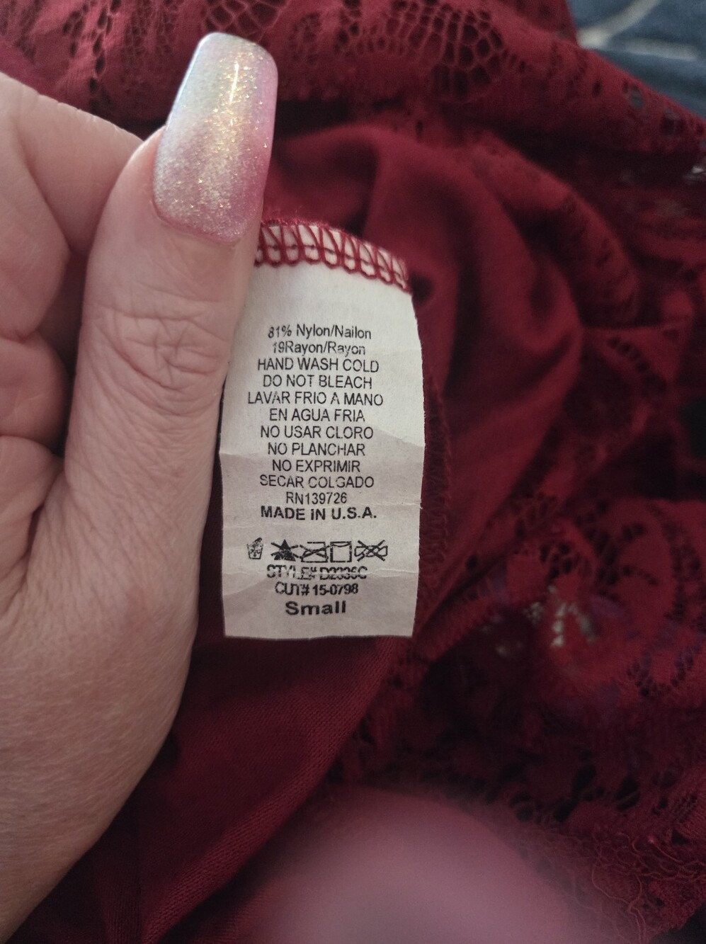 Honey Punch Burgundy/Red Lace High-Low Long Sleeve Dress - Picture 7 of 8
